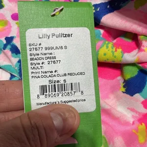 Lilly Pulitzer Pina Colada Beacon Dress Pima Cotton Pink Blue Size Small thumbnail 9