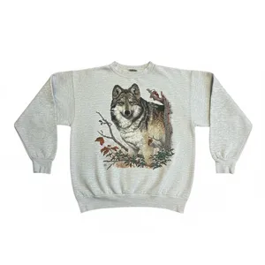 Vintage Cotton Grove Design Light Heather Gray Wolf Sweatshirt thumbnail 5