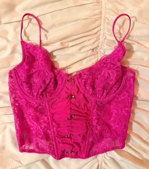 Urban Outfitters Out From Under Hot Pink Lace Crop Corset Top thumbnail 1