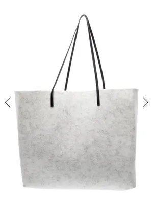 Prada White Felt Tote with Black Logo and Red Script thumbnail 3