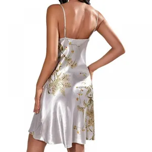 Floral Satin Cowl Neck Slip Dress XL Silver thumbnail 3