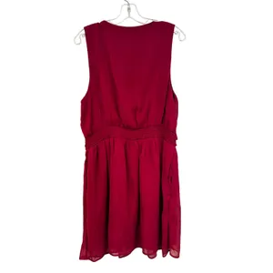 Abercrombie & Fitch V-Neck Fit & Flare Sleeveless Dress Women's XL‎ Wine Dainty thumbnail 5