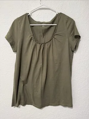 Lands’ End Olive Scoop Neck Short Sleeve Top thumbnail 1