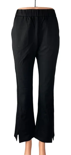 NEW Spring Women's Black High Rise Pull On Slit Flared Trousers Pants Size 28 thumbnail 1