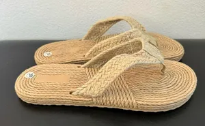 New. Braided Linen Flip Flops Summer Beach Sandals thumbnail 7
