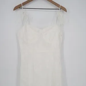 Lulus Loveliest Looks Midi Dress Womens Large White Floral Jacquard Tie-Strap thumbnail 4