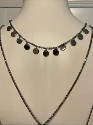 Chico's Silver-Tone Layered Coin and Circle Necklace Set thumbnail 2