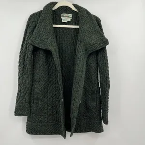 aran crafts sweater women Cable Knit XXS P Green 100 Merino Wool Fisher Chunky thumbnail 8