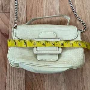 Zara Yellow Cream Mini Shoulder Bag Womens Croc Embossed Minimalist thumbnail 4