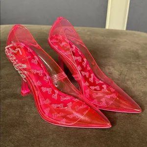 Barbie x ALDO Barbiestessy Collection Pink Translucent Pointed Toe Pumps 7 NEW thumbnail 7