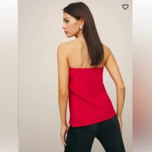 NWT Reformation Mollie Linen Sleeveless Strapless Top Lipstick Red S thumbnail 3