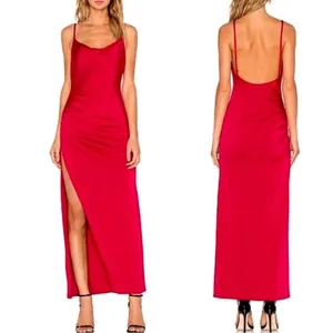 NWT NBD REVOLVE Take It All Maxi Dress Ruche High Slit in Berry Red Size S thumbnail 2