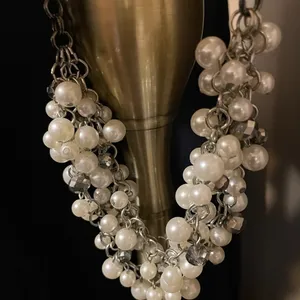 Pearls;Chunky Faux Pearl Statement Necklace for Women Multilayer 18” thumbnail 2
