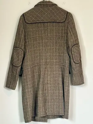 Faconnable Brown Plaid Wool Toggle Pea Coat thumbnail 8