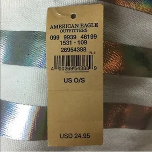 ✨HP✨American Eagle Outfitter AEO Metallic Holographic Canvas Tote Bag✨ thumbnail 5