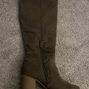 Boho Faux Suede Dark Brown Over the Knee Boots thumbnail 2