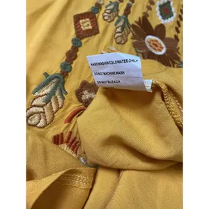 Solitaire Mustard Yellow Embroidered Boho Blouse Rayon Short Sleeve Top 21-232 M thumbnail 13