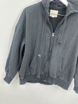 American Eagle Outfitters Dark Gray Floral Embroidered Zip Up Jacket Size XS thumbnail 7