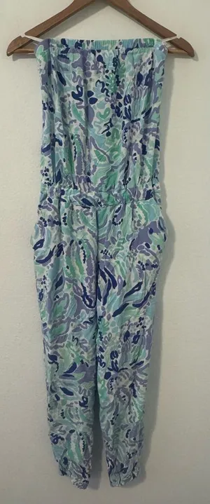 Lilly Pulitzer Emiko Strapless Jumpsuit Lillys Lilac Nice Ink Size Small *READ* thumbnail 1