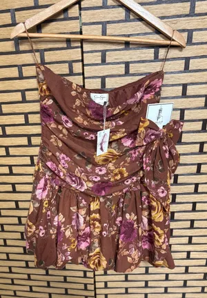 Jessica Simpson‎ Floral Bubble Hem Strapless Dress And Hair Clip Size Medium thumbnail 1