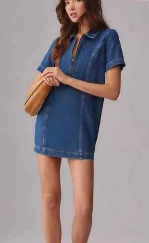 Reformation JEANS Loeb Denim Mini Dress - Size 2 thumbnail 1