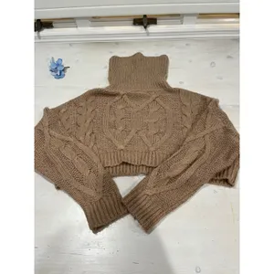 Olivaceous Womens Sweater Brown Turtleneck Long Sleeve Cable‎ Knit Cropped S thumbnail 2