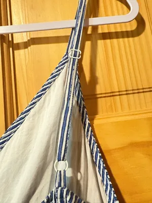 Gap Drop-Waist Maxi Dress Blue White Striped Spaghetti Strap Sundress women’s XL thumbnail 6