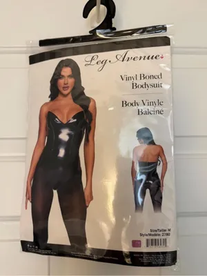 Leg Avenue Black Strapless Faux Leather Bodysuit thumbnail 3