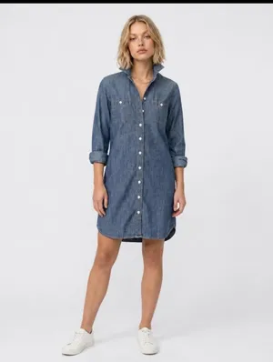 J.Crew blue denim shirt dress in a PXS thumbnail 3