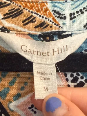 Garnet Hill Women’s Linen Artist Smock Dress Leaf Print Multicolor Summer Relaxe thumbnail 10