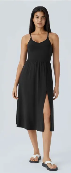 Halara Everyday Midi Chill Dress-La Land Black Medium thumbnail 1