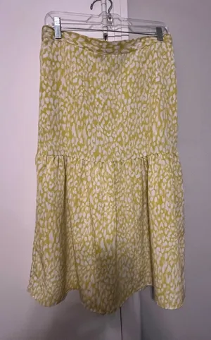 WHO WHAT WEAR Women’s Leopard Animal Print A-Line Midi Skirt Yellow/White M thumbnail 1