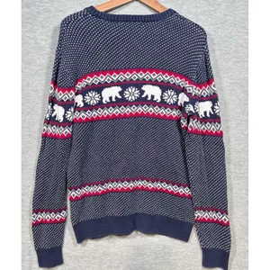 Aspen Womens Sweater XL Navy Blue‎ Bear Snowflake Fair Isle Ugly Christmas thumbnail 3