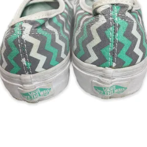 Vans Chevron Low Top Teal & White Sneakers Size 7 thumbnail 5