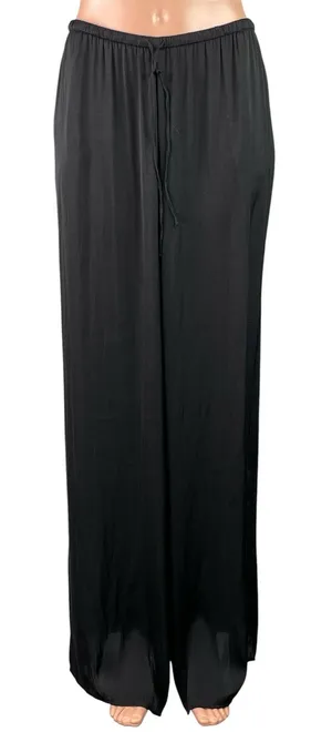 Zara Women's Black Drawstring High Waisted Wide Leg Baggy Trousers Pants Size M thumbnail 1