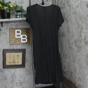 NWT 24Seven Womens Plus Size Knit Faux Wrap Short Sleeve Dress Black 1X thumbnail 2