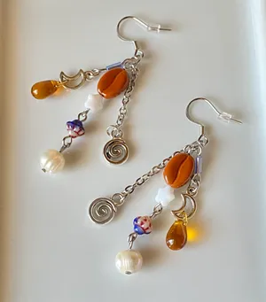 quality Czech glass beads mix dangle earrings💐☕️🍃MIDNIGHT COFFEE🌉 thumbnail 4