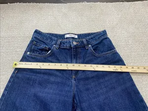 Mango Deep Indigo Wide-Leg Jeans Size 4 100% Cotton thumbnail 11