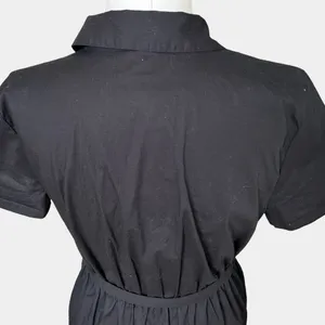 J.Crew Factory Black Shirt Dress Sz 10 Tie Waist Button Front Classic Minimalist thumbnail 7