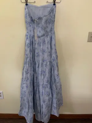 NEW Altar’d State Blue Floral Strapless Maxi Dress Size XL NWT thumbnail 6