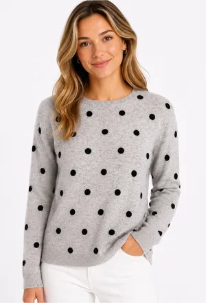 Cynthia Rowley 100%‎ cashmere polka dot sweater M thumbnail 1