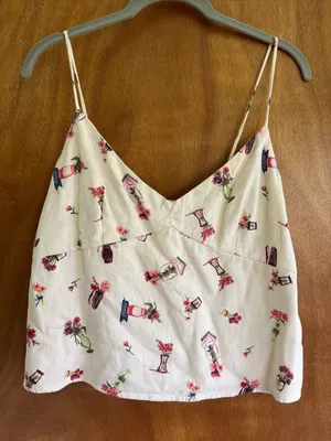 Abercrombie & Fitch Linen-Blend Babydoll Camisole🌸 thumbnail 1