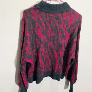 Y.A.S. Yasollie Knit Sweater Pink Grey Abstract‎ Animal Print Mock Neck Small thumbnail 6