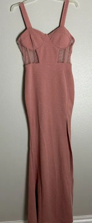 Hautes Nites Women Long Party Pink Dress size‎ 1 thumbnail 1