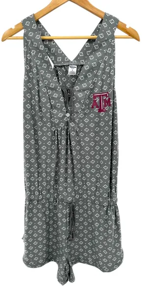 Texas A&M Aggies Concepts Sport Cloud 7‎ Gray Sleeveless Romper Pajamas M Lounge thumbnail 1