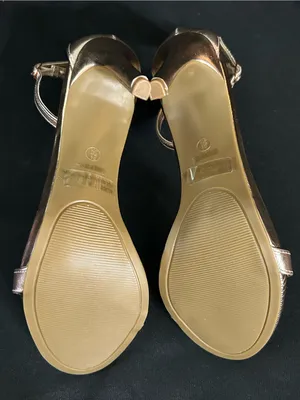 Lulu's Rose Gold Strappy Ankle-Strap Spiked Heels SZ 8.5 thumbnail 9