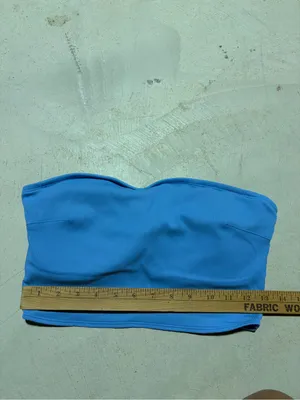 Aerie Blue Ribbed Strapless Bandeau bikini swim top large thumbnail 2