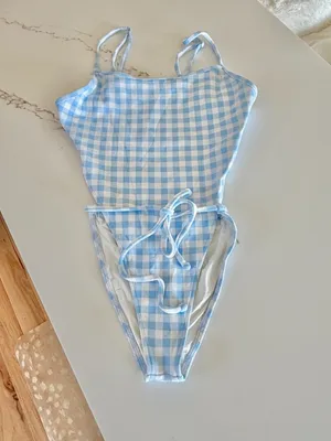 Frankies Bikinis Croft One-Piece Bluebell Blue Gingham - Size XL - Like New thumbnail 2