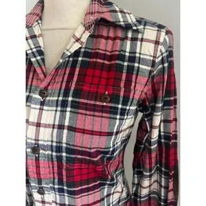 Ralph Lauren Tartan Plaid Shirt sz 2 Suede Elbow Patches Equestrian Preppy Cabin thumbnail 4
