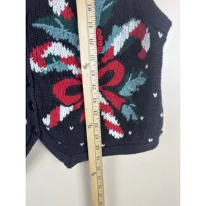 Vintage id Distinctions Christmas Sweater Vest Women’s L Candy Cane Embroidered thumbnail 7
